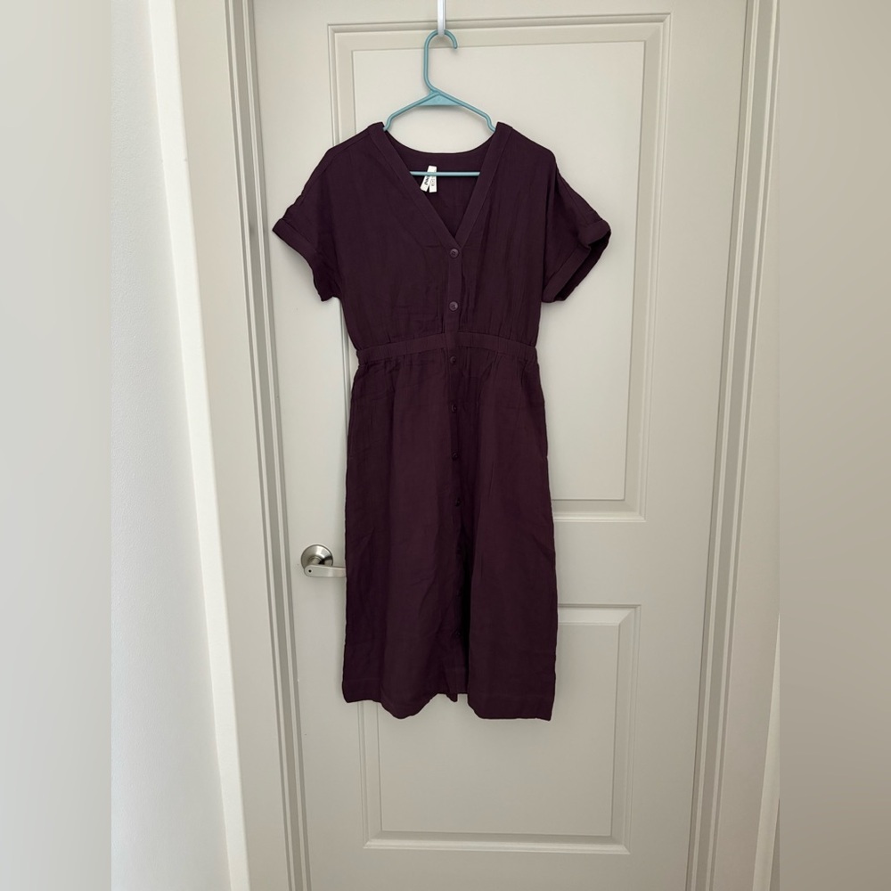 Pact Organic Cotton Plum Midi Dress NWOT Size XS